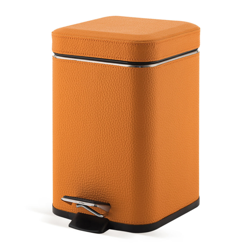 Waste Basket, Gedy 2209-67, Square Orange Waste Bin With Pedal 2209-67